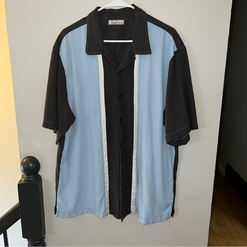 Paradise Collection Blue-Gray 100% Silk Hawaiian Shirt - XL